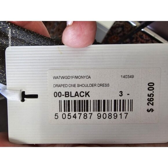 BNWT Ted Baker London Monyca Black Gold Metallic One Shoulder Draped Dress - Picture 16 of 16